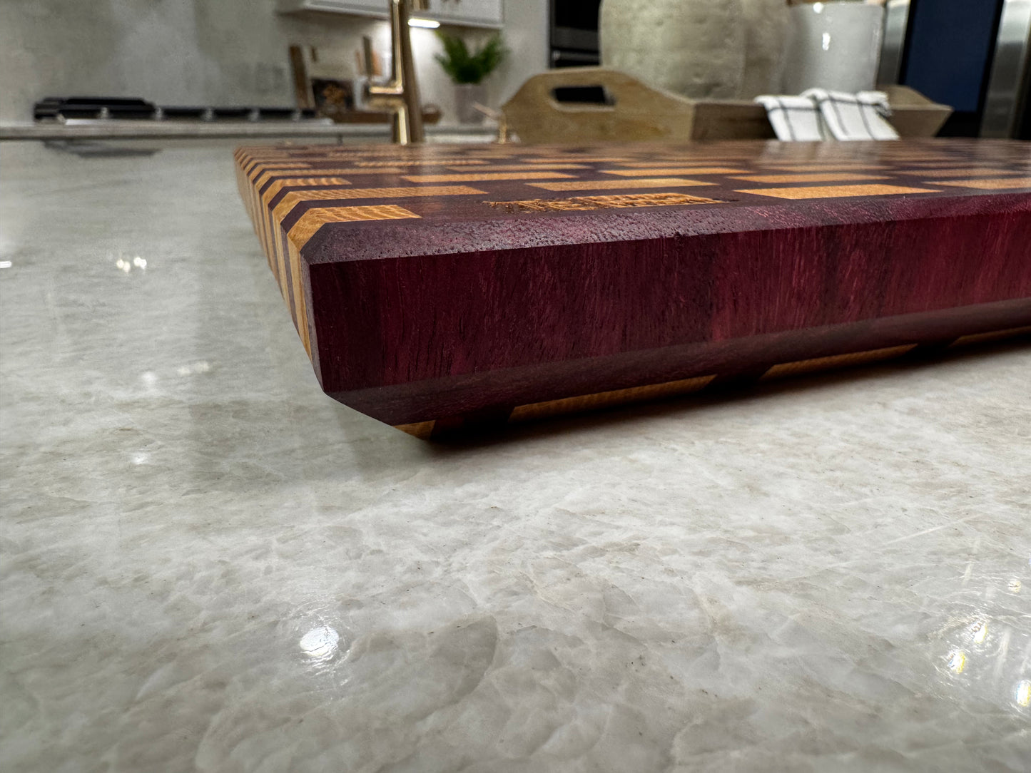 White Oak, Purple Heart, Padauk - End Grain Cutting Board