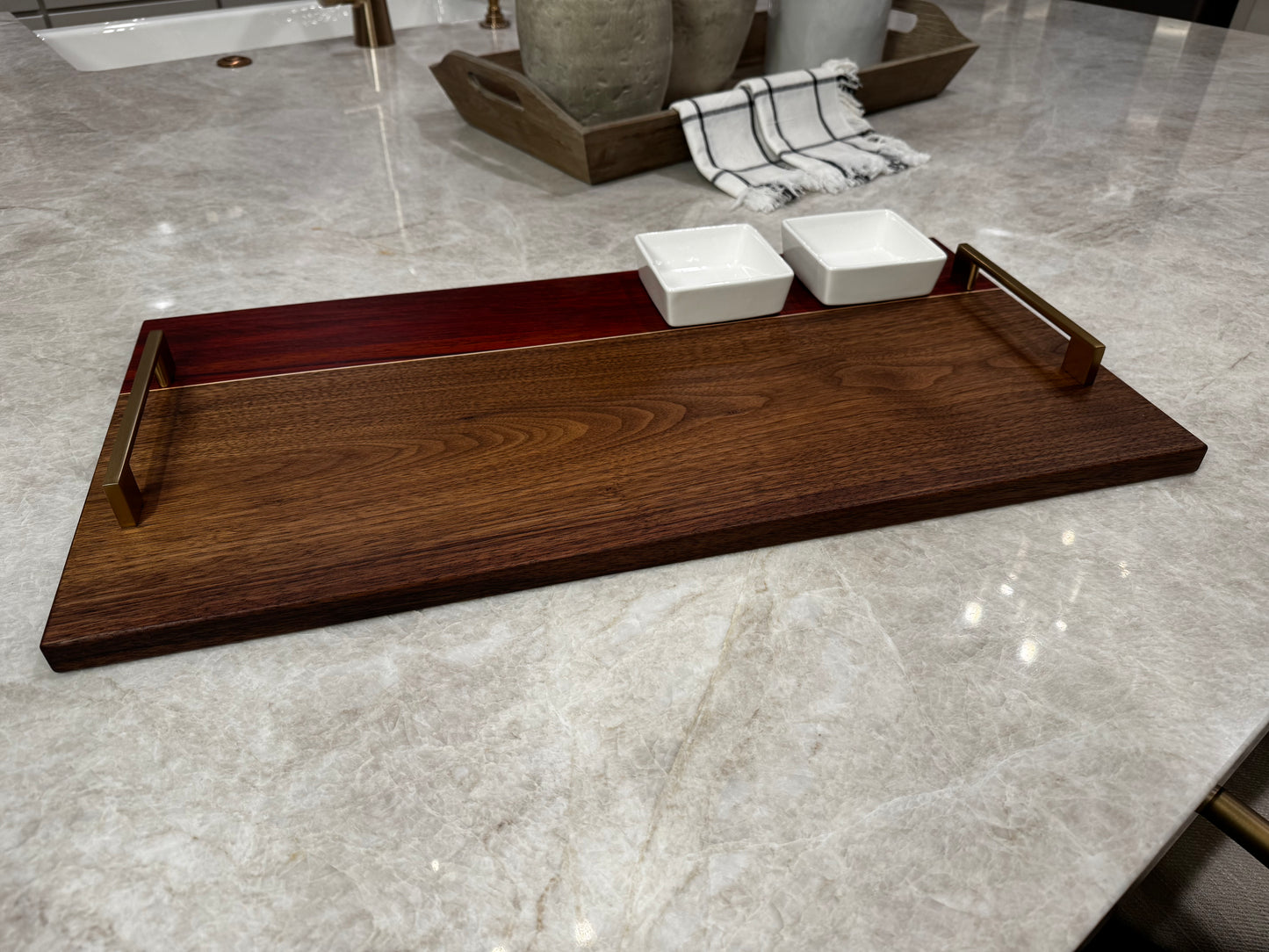 Walnut, Padauk, Maple Server with Ramekins