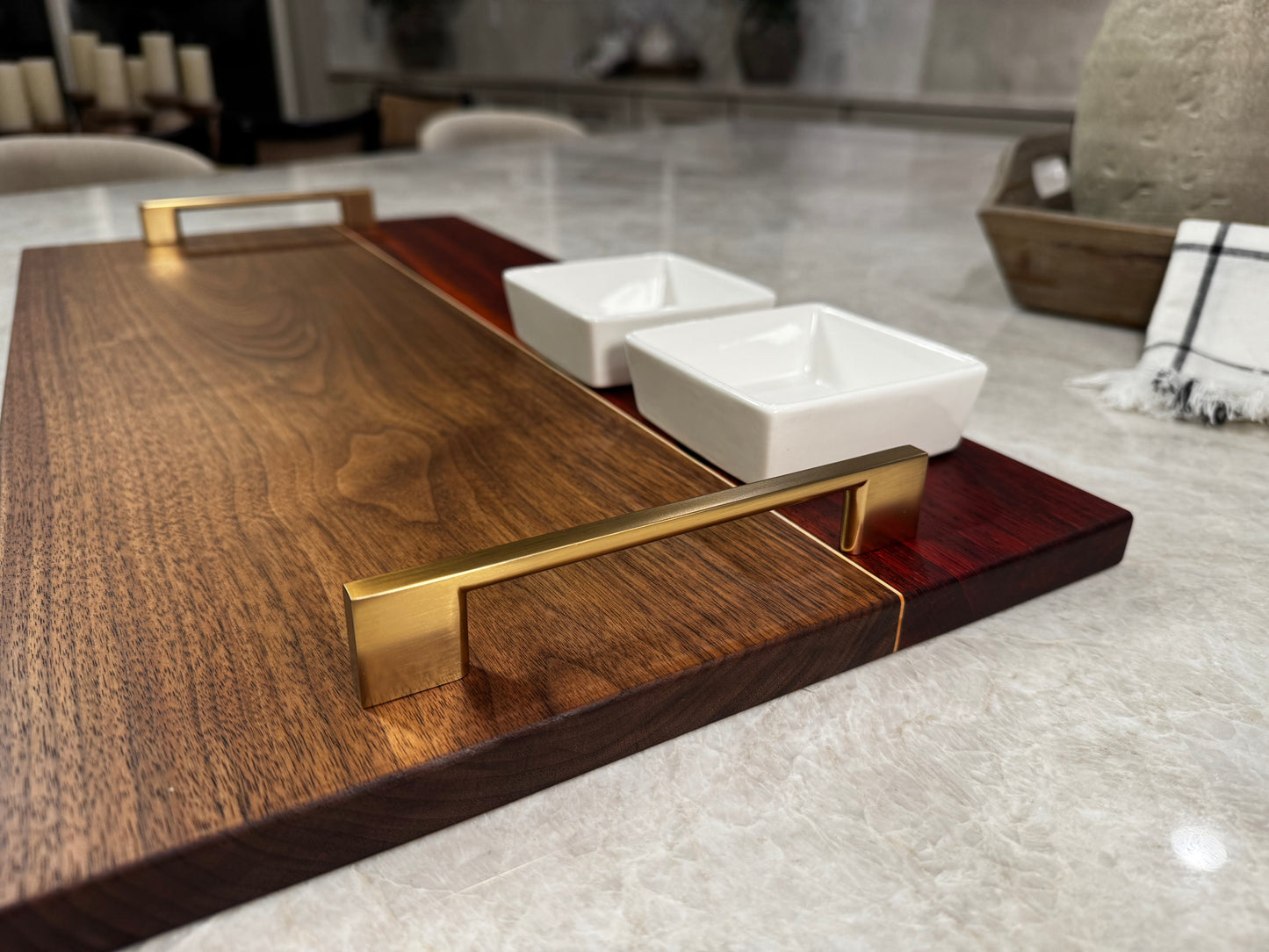 Walnut, Padauk, Maple Server with Ramekins